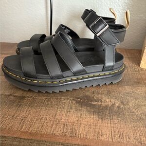 Dr. Martens Black and Yellow Sandals with Chunky Sole